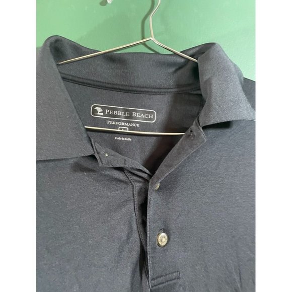 Peeble Beach -Men's Black Performance Short Sleeve Polo Shirt - Size L - Picture 2 of 4